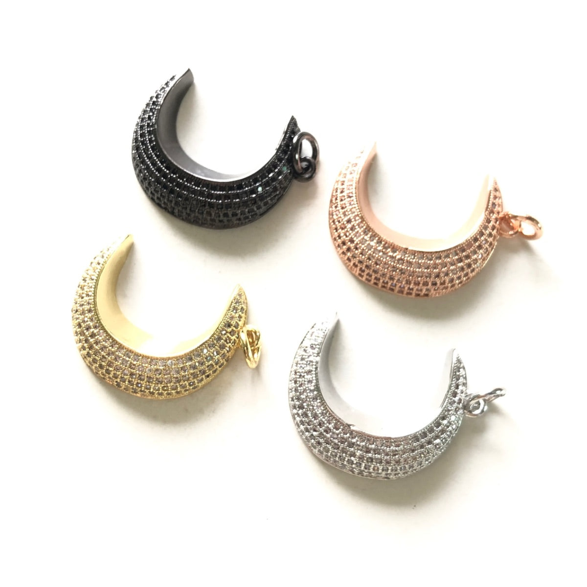 10pcs/lot 28*20.5mm CZ Paved New Moon Crescent Charms CZ Paved Charms Sun Moon Stars Charms Beads Beyond