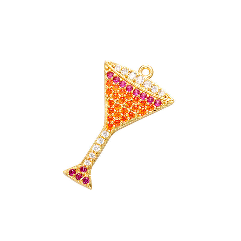 10pcs/lot 25*15mm CZ Paved Wine Glass Charms Multicolor on Gold CZ Paved Charms Colorful Zirconia Fashion Charms Beads Beyond