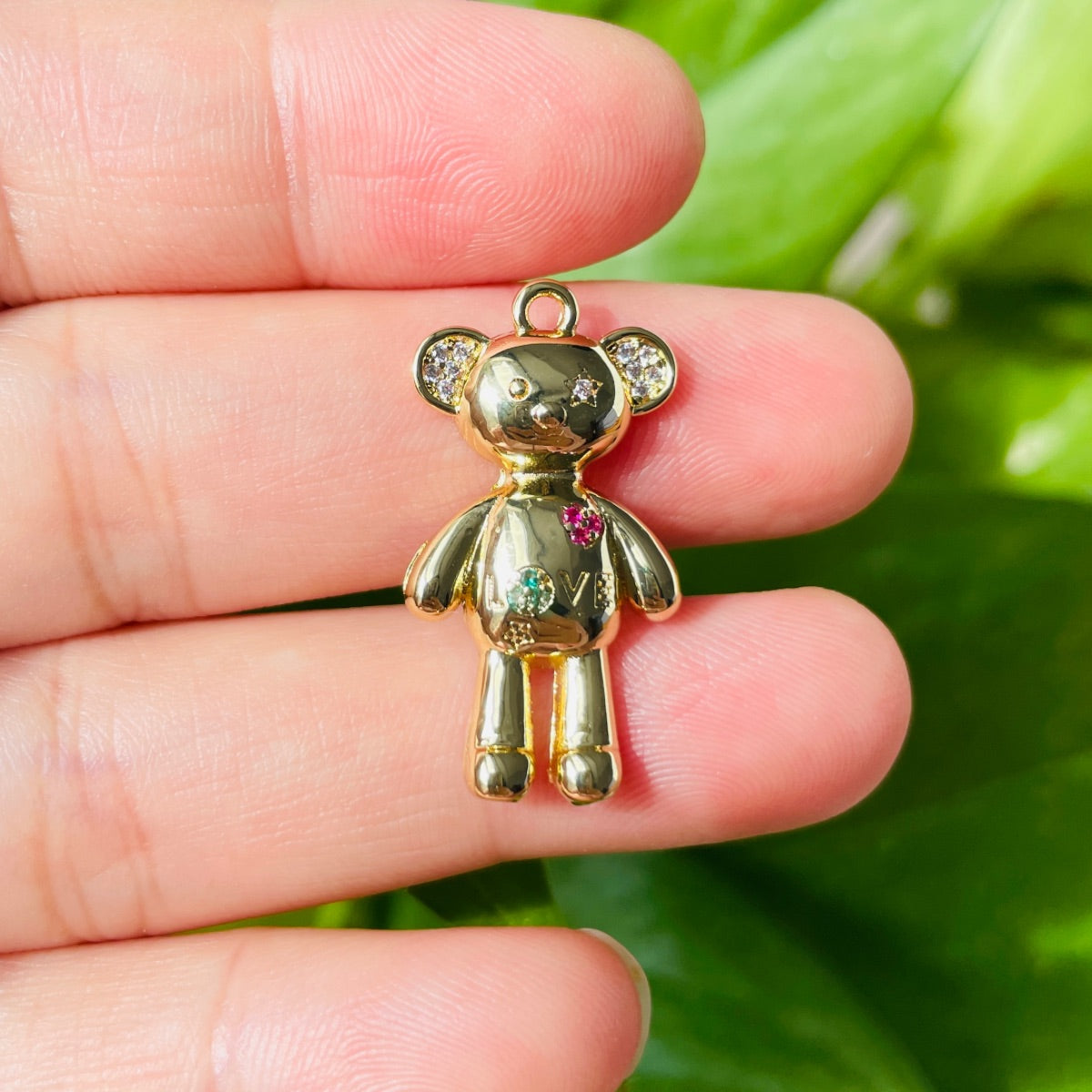 5-10pcs/lot 27 *15mm CZ Paved Cute Bear Charms CZ Paved Charms Animals & Insects Charms Beads Beyond