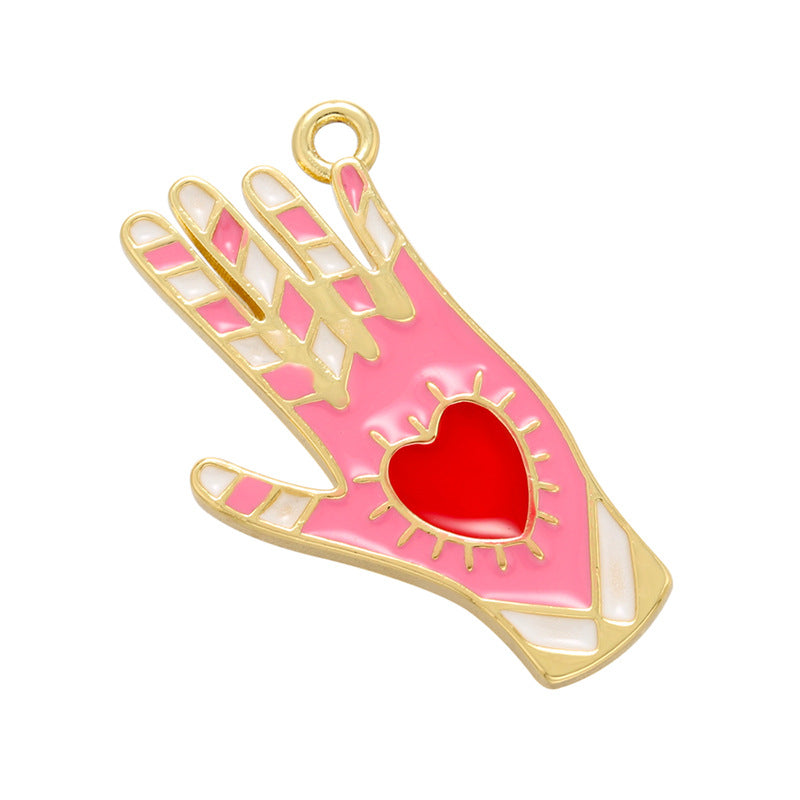 10pcs/lot 26.5*14mm Colorful Enamel Heart Hand Charm Pendant Color 1 Enamel Charms Charms Beads Beyond