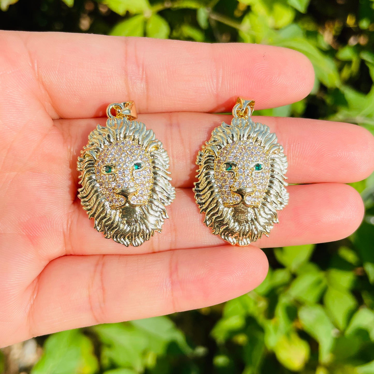 5pcs/lot 31*21mm Gold CZ Lion Charm Pendants CZ Paved Charms Animals & Insects Charms Beads Beyond