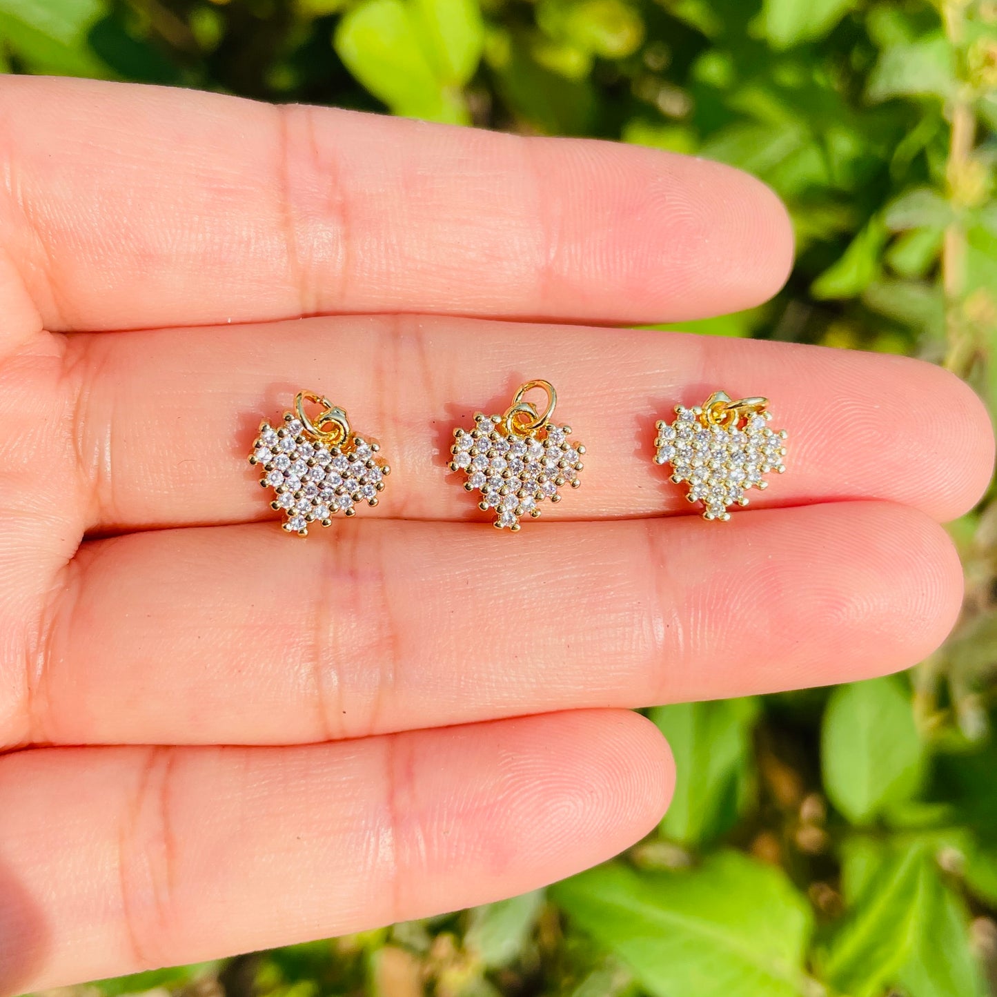 5-10pcs/lot Small Size CZ Paved Heart Charm Pendants CZ Paved Charms Hearts Small Sizes Charms Beads Beyond