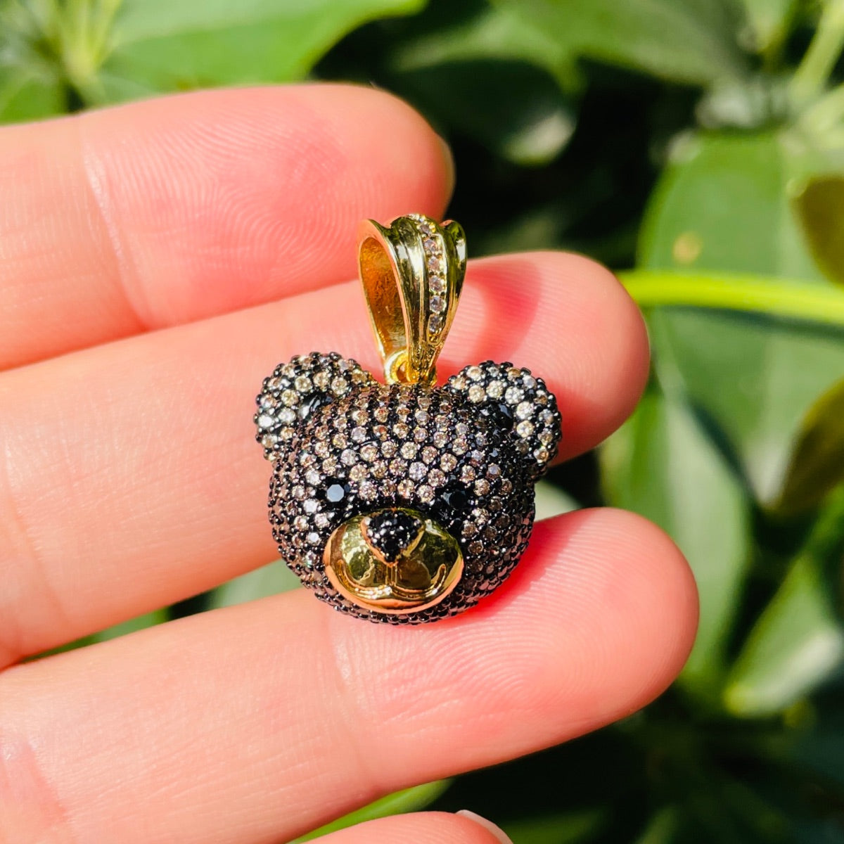 5-10pcs/lot Champagne Purple CZ Paved Cute Bear Head Charms CZ Paved Charms Animals & Insects New Charms Arrivals Charms Beads Beyond