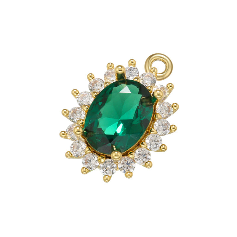 10pcs/lot Gold Silver Plated Colorful Diamond Charms Green on Gold CZ Paved Charms Colorful Zirconia Diamond Charms Beads Beyond
