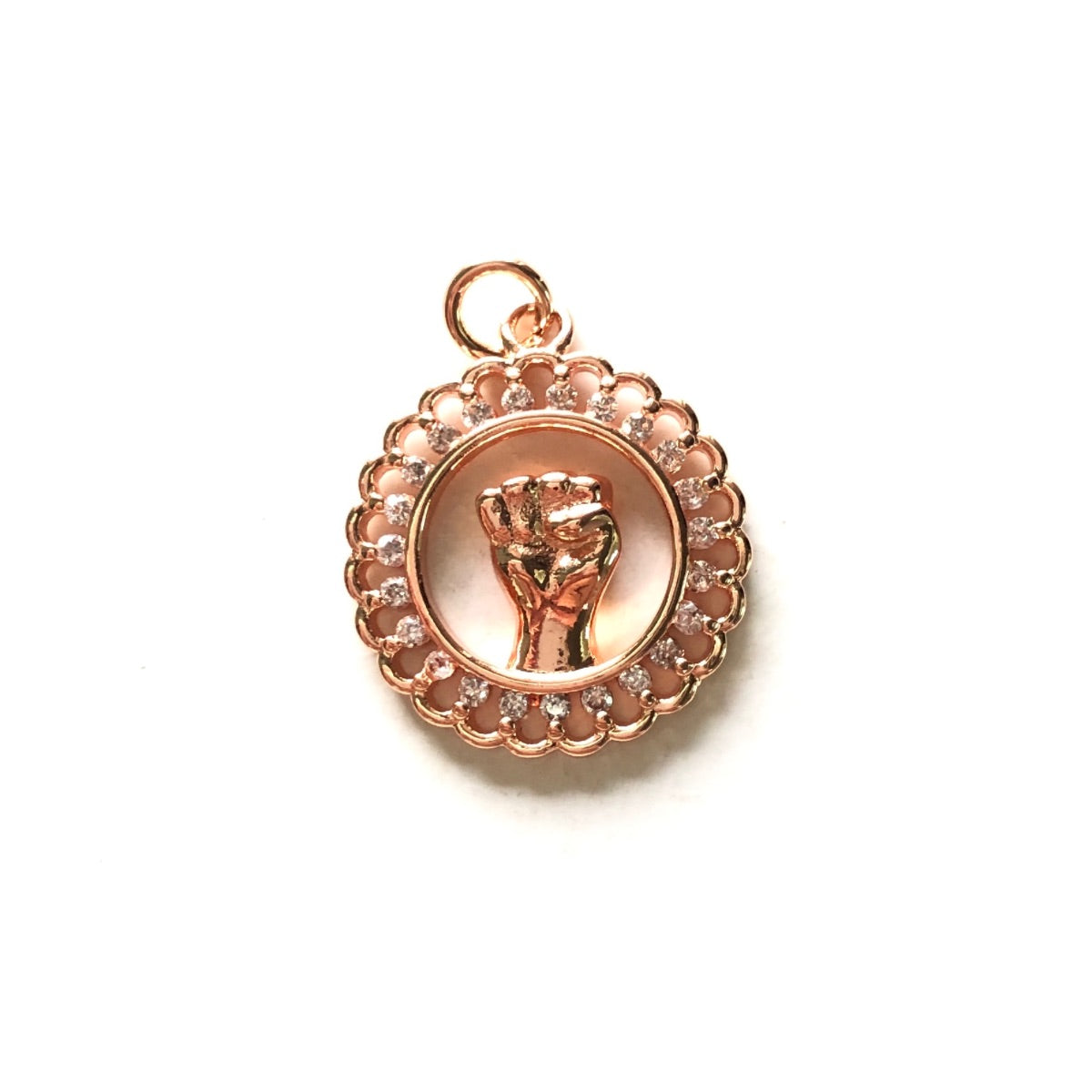 10pcs/lot 20*18mm CZ Paved Black Lives Matter Fist Charms Rose Gold CZ Paved Charms Juneteenth & Black History Month Awareness Symbols Charms Beads Beyond