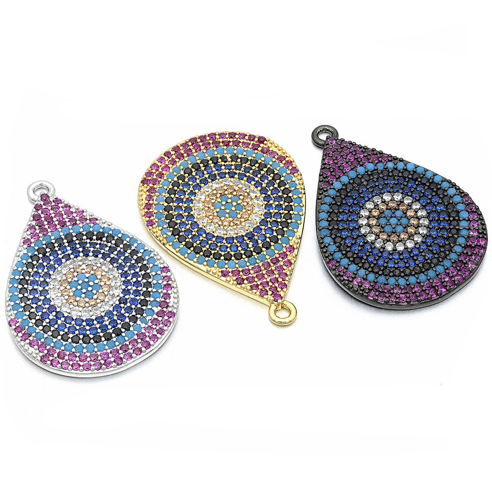 10pcs/lot 32*22mm Multicolor CZ Paved Waterdrop Charms Mix Colors CZ Paved Charms Colorful Zirconia Charms Beads Beyond