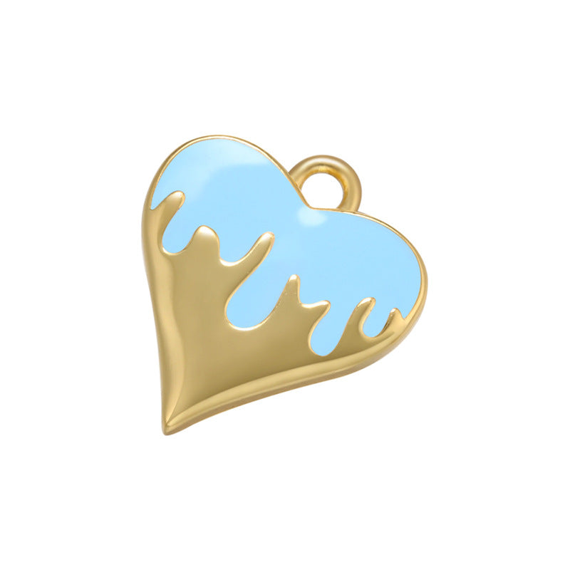 20pcs/lot 16*14.5mm Colorful Gold Plated Enamel Heart Charm Light blue Enamel Charms Charms Beads Beyond