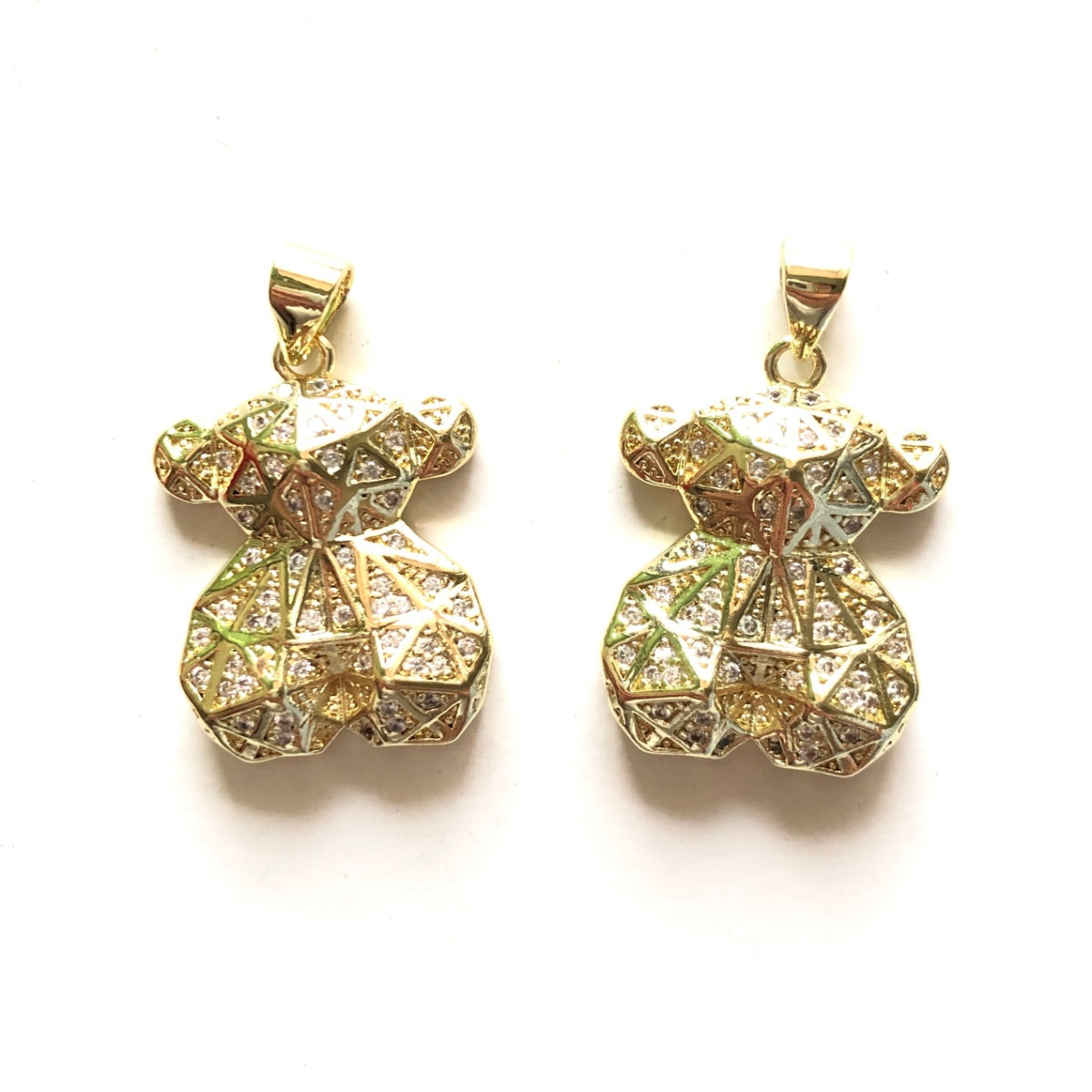 5pcs/lot 22 *17mm Gold Plated CZ Cute Baby Bear Charm Pendants CZ Paved Charms Animals & Insects Charms Beads Beyond