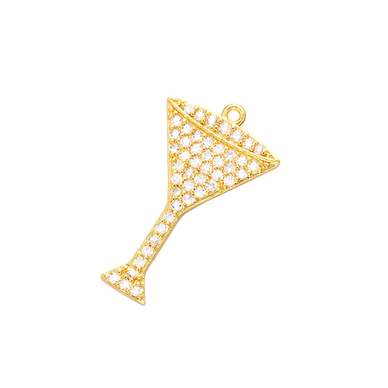 10pcs/lot 25*15mm CZ Paved Wine Glass Charms Clear on Gold CZ Paved Charms Colorful Zirconia Fashion Charms Beads Beyond