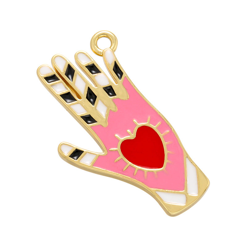 10pcs/lot 26.5*14mm Colorful Enamel Heart Hand Charm Pendant Color 2 Enamel Charms Charms Beads Beyond