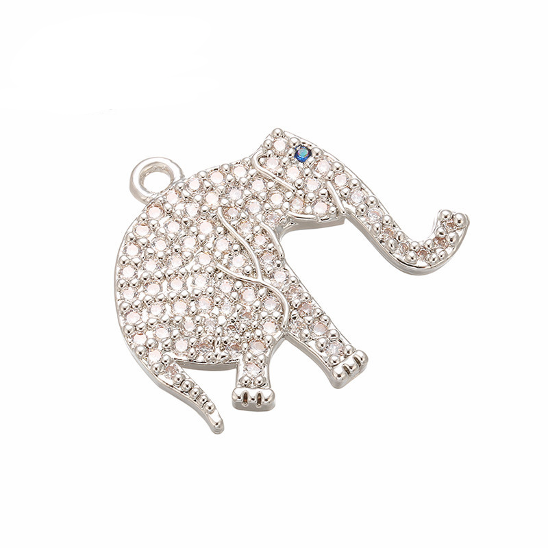 10pcs/lot 20*17mm CZ Paved Elephant Charms Clear on Silver CZ Paved Charms Animals & Insects Colorful Zirconia Charms Beads Beyond