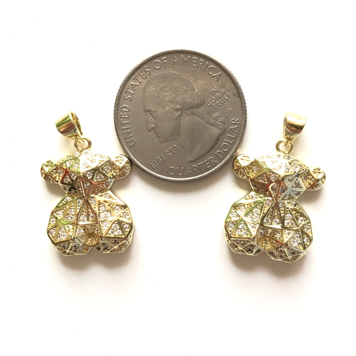 5pcs/lot 22 *17mm Gold Plated CZ Cute Baby Bear Charm Pendants CZ Paved Charms Animals & Insects Charms Beads Beyond