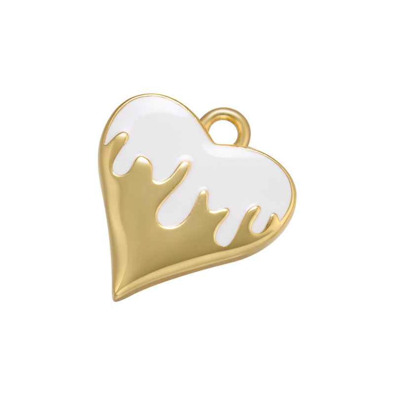20pcs/lot 16*14.5mm Colorful Gold Plated Enamel Heart Charm White Enamel Charms Charms Beads Beyond