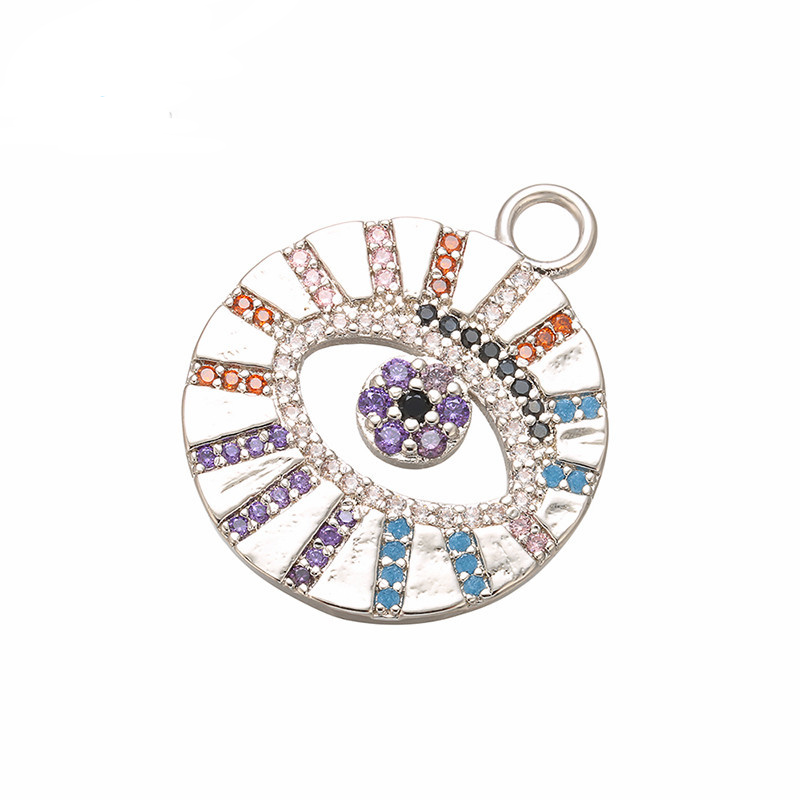 10pcs/lot 24*20mm Multicolor CZ Paved Evil Eye Charms Silver CZ Paved Charms Colorful Zirconia Evil Eyes Charms Beads Beyond