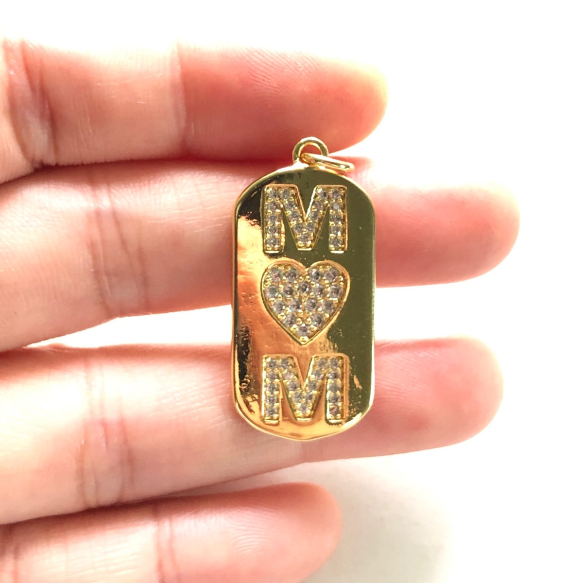 10pcs/lot 31*15mm CZ Pave Love Mom Tag Charms Pendants CZ Paved Charms Mother's Day New Charms Arrivals Charms Beads Beyond