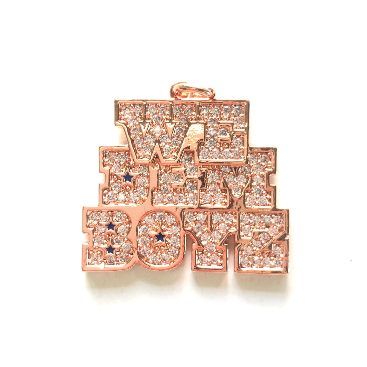 10pcs/lot 30*28mm CZ Paved We Dem Boyz Word Cowboys American Football Soccer Charms Rose Gold CZ Paved Charms American Football Sports New Charms Arrivals Charms Beads Beyond