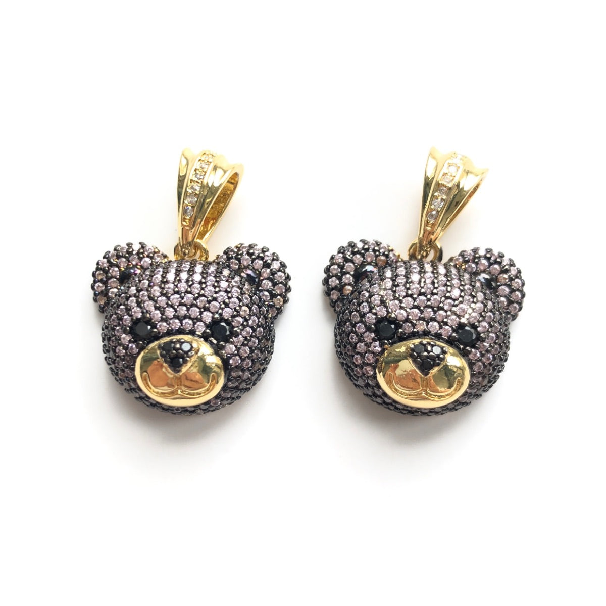 5-10pcs/lot Champagne Purple CZ Paved Cute Bear Head Charms CZ Paved Charms Animals & Insects New Charms Arrivals Charms Beads Beyond