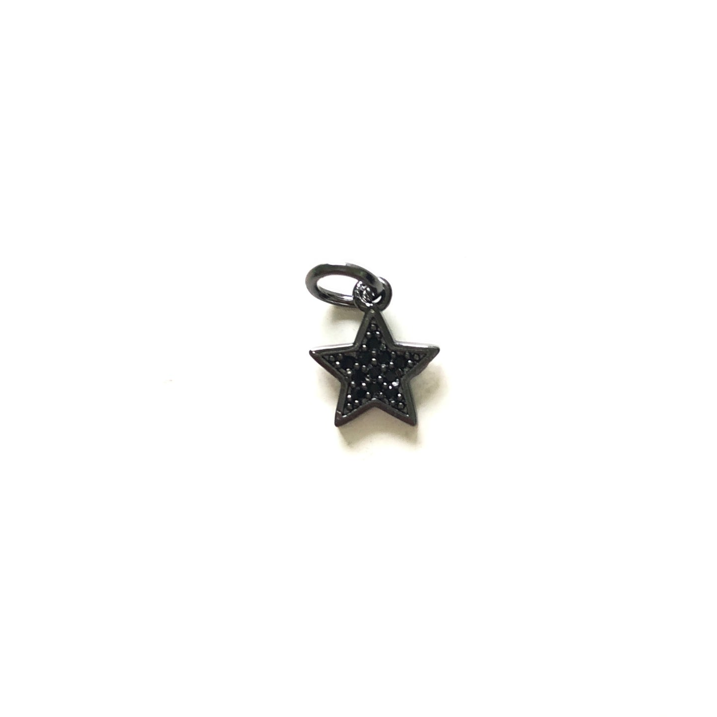 10pcs/lot 10*8.5mm Small Size CZ Paved Star Charms Black CZ Paved Charms Small Sizes Sun Moon Stars Charms Beads Beyond