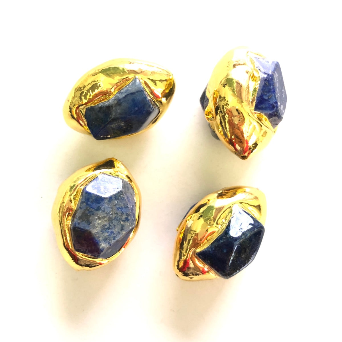 2-5-10pcs/lot Gold Plated Lapis Lazuli Spacers Focal Beads Focal Beads Focal Beads Charms Beads Beyond