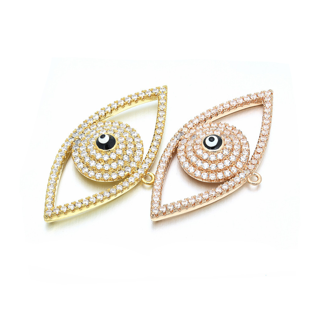 10pcs/lot 37*19mm CZ Paved Big Evil Eye Charms CZ Paved Charms Evil Eyes Charms Beads Beyond