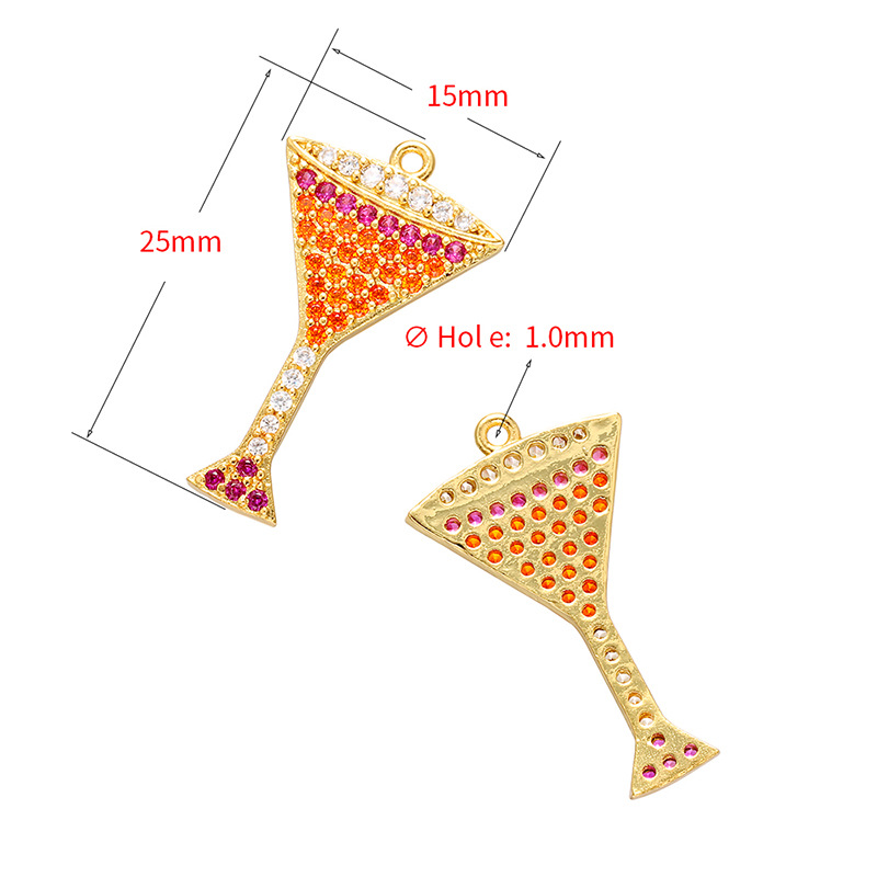10pcs/lot 25*15mm CZ Paved Wine Glass Charms CZ Paved Charms Colorful Zirconia Fashion Charms Beads Beyond