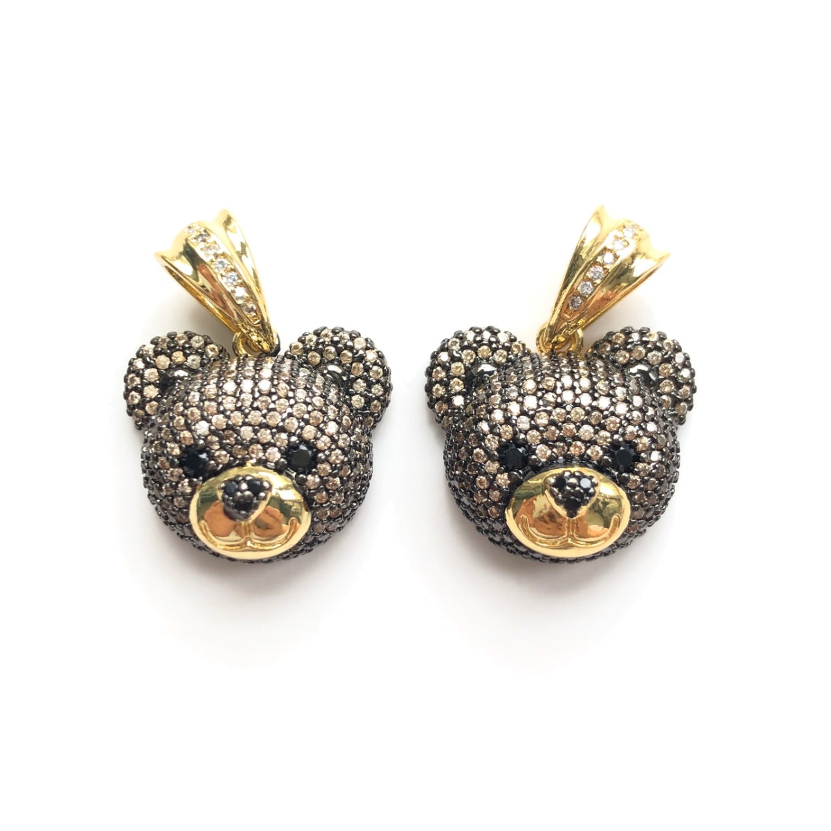5-10pcs/lot Champagne Purple CZ Paved Cute Bear Head Charms CZ Paved Charms Animals & Insects New Charms Arrivals Charms Beads Beyond