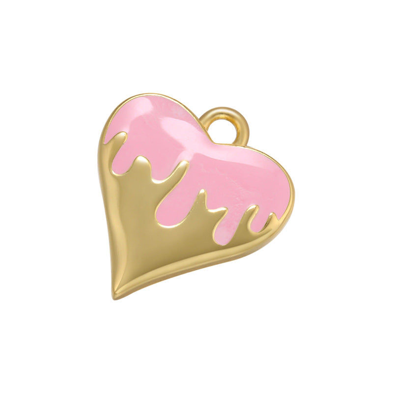 20pcs/lot 16*14.5mm Colorful Gold Plated Enamel Heart Charm Pink Enamel Charms Charms Beads Beyond