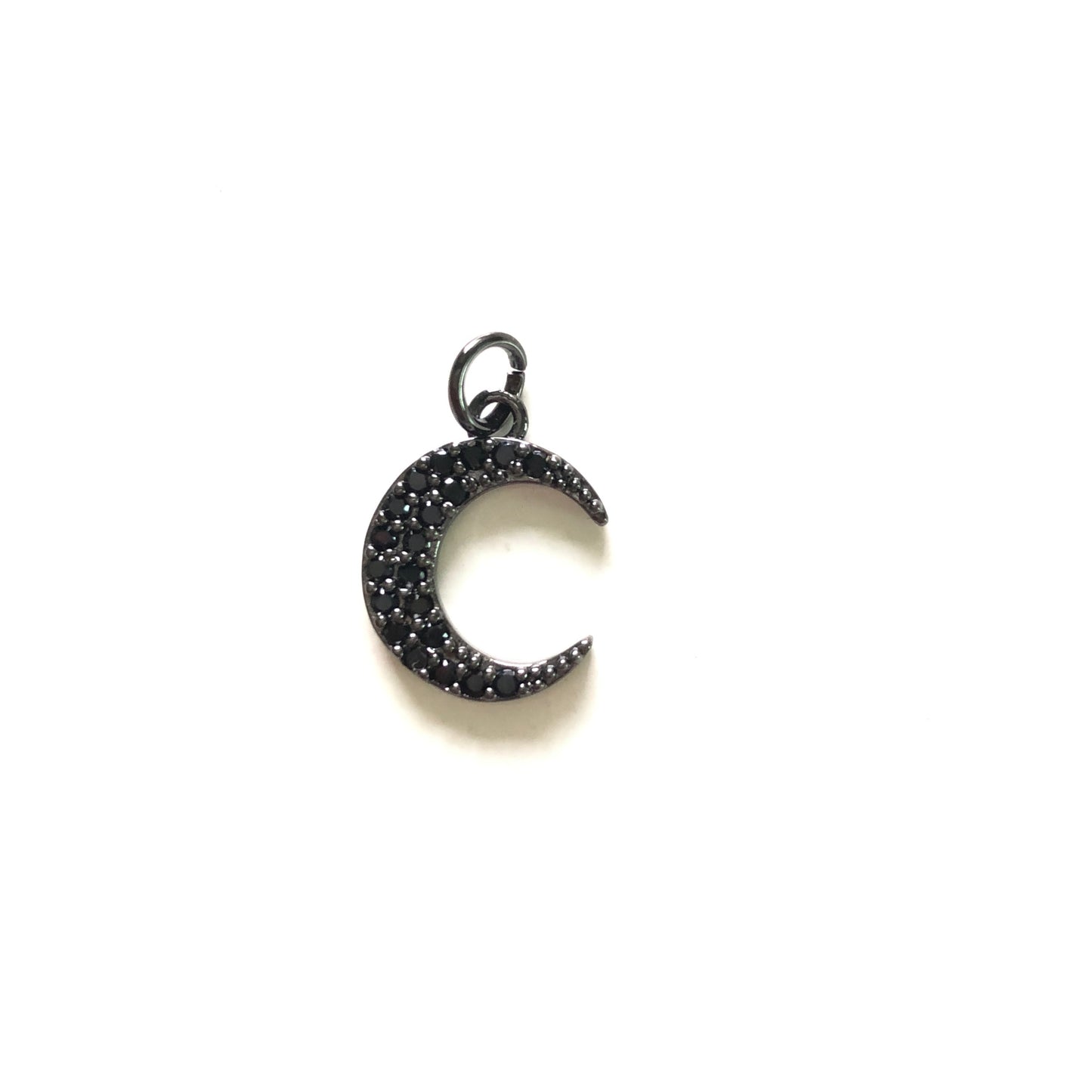 10pcs/lot 15*12mm Small Size CZ Paved Moon Charms Black CZ Paved Charms Small Sizes Sun Moon Stars Charms Beads Beyond