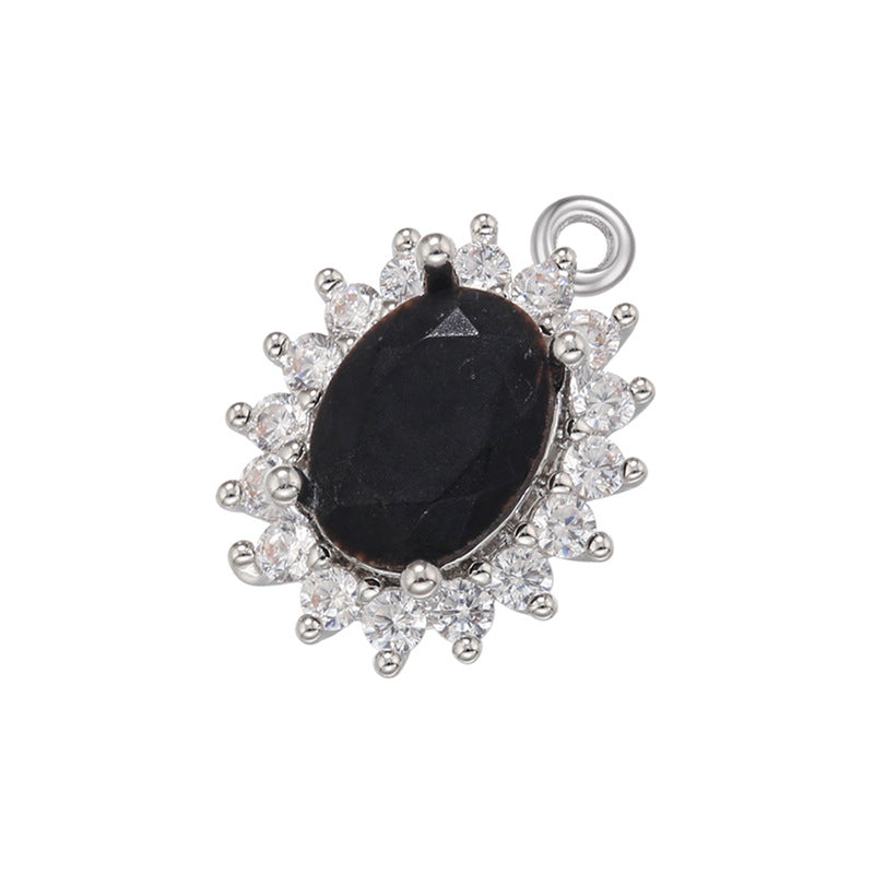 10pcs/lot Gold Silver Plated Colorful Diamond Charms Black on Silver CZ Paved Charms Colorful Zirconia Diamond Charms Beads Beyond