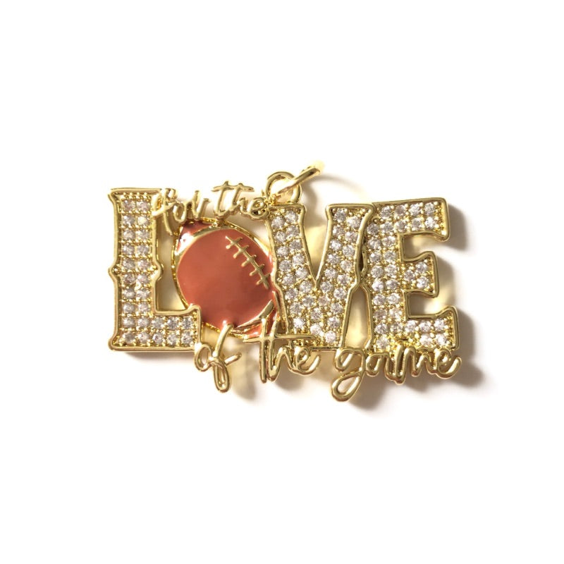 10pcs/lot 33*22mm CZ Paved For the Love Of the Game American Football Word Charms CZ Paved Charms American Football Sports New Charms Arrivals Charms Beads Beyond