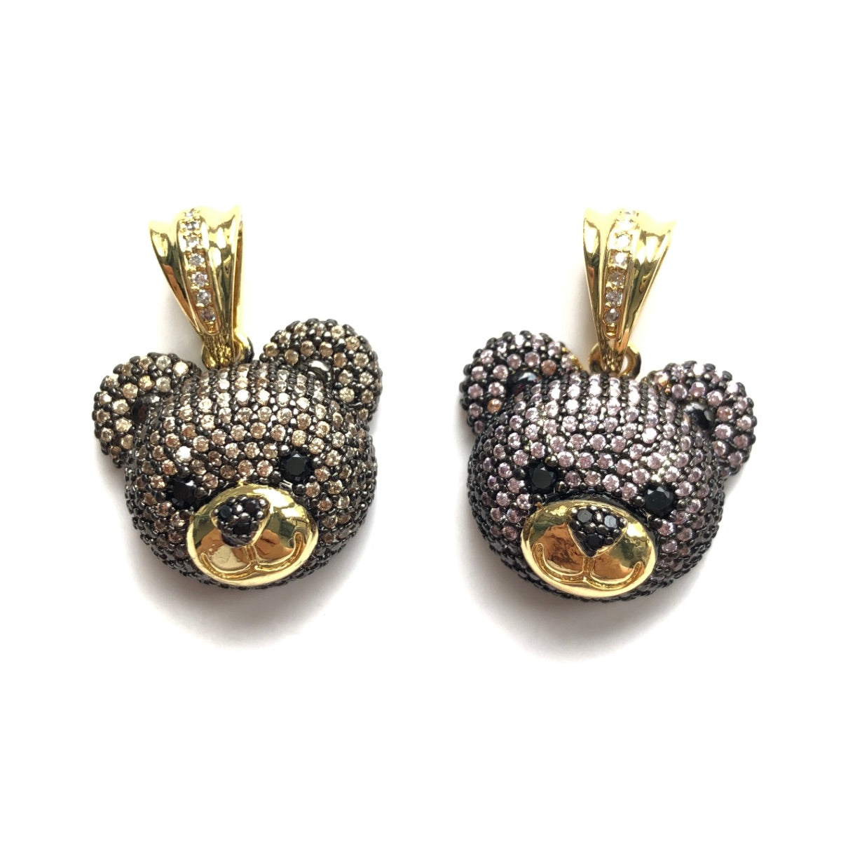 5-10pcs/lot Champagne Purple CZ Paved Cute Bear Head Charms CZ Paved Charms Animals & Insects New Charms Arrivals Charms Beads Beyond