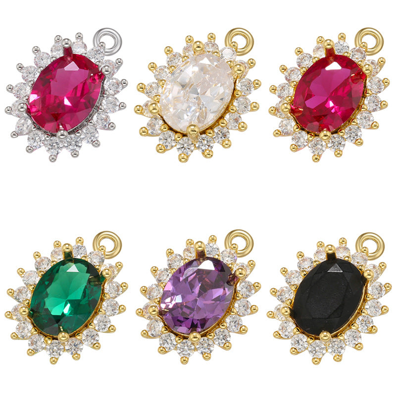 10pcs/lot Gold Silver Plated Colorful Diamond Charms Mix Colors CZ Paved Charms Colorful Zirconia Diamond Charms Beads Beyond