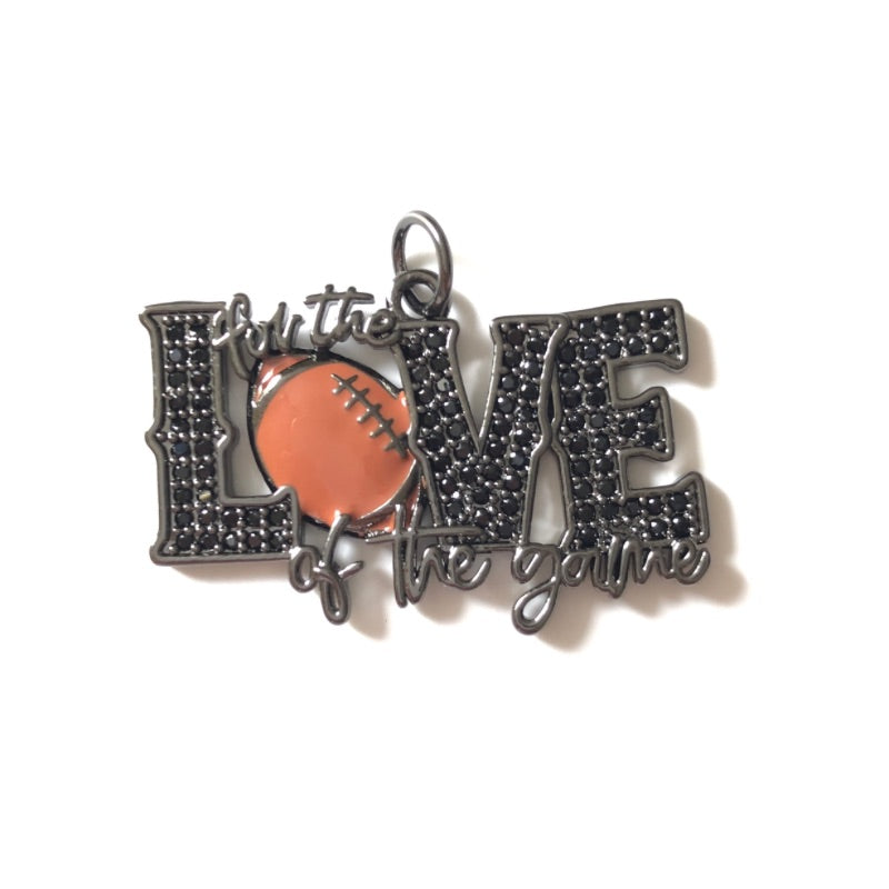 10pcs/lot 33*22mm CZ Paved For the Love Of the Game American Football Word Charms CZ Paved Charms American Football Sports New Charms Arrivals Charms Beads Beyond