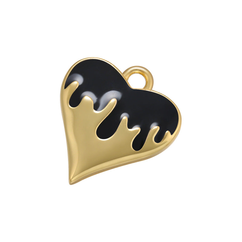 20pcs/lot 16*14.5mm Colorful Gold Plated Enamel Heart Charm Black Enamel Charms Charms Beads Beyond