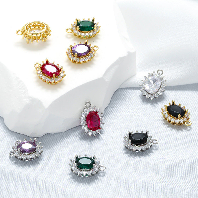 10pcs/lot Gold Silver Plated Colorful Diamond Charms CZ Paved Charms Colorful Zirconia Diamond Charms Beads Beyond
