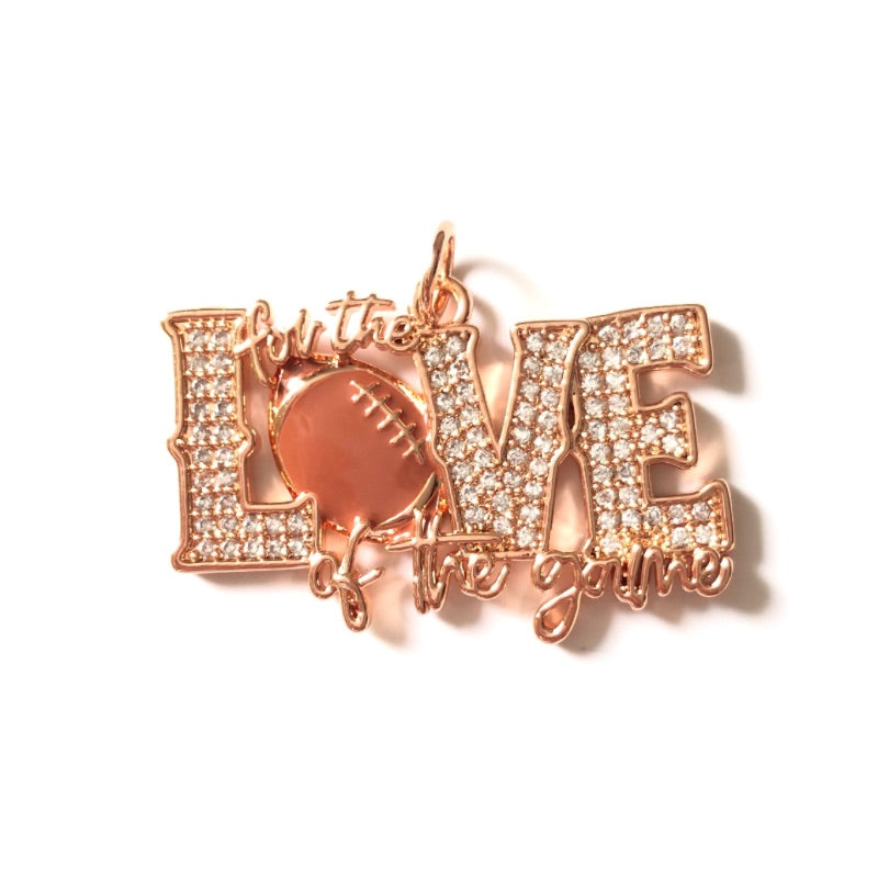 10pcs/lot 33*22mm CZ Paved For the Love Of the Game American Football Word Charms CZ Paved Charms American Football Sports New Charms Arrivals Charms Beads Beyond