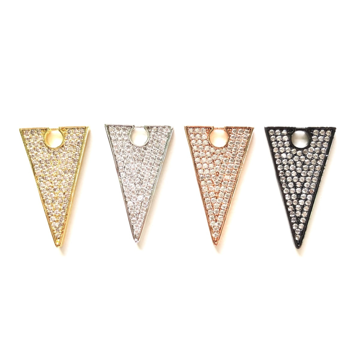 5-10pcs/lot 27*16mm CZ Pave Triangle Charms CZ Paved Charms Geometrics Charms Beads Beyond