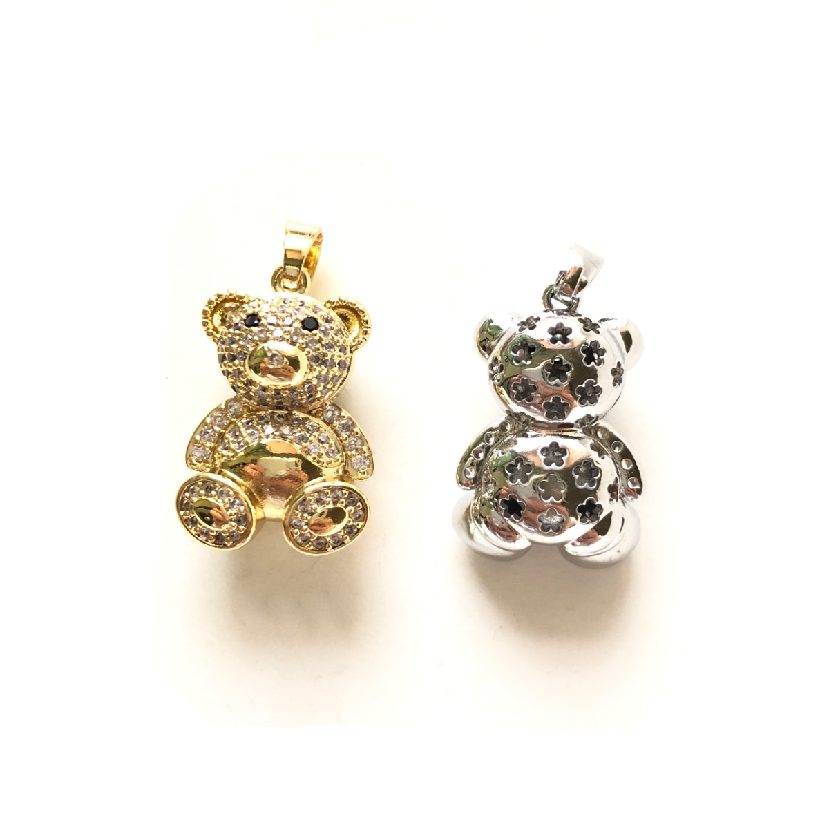10pcs/lot 25*16.3mm CZ Pave Cute 3D Bear Charms as CZ Paved Charms Animals & Insects Charms Beads Beyond