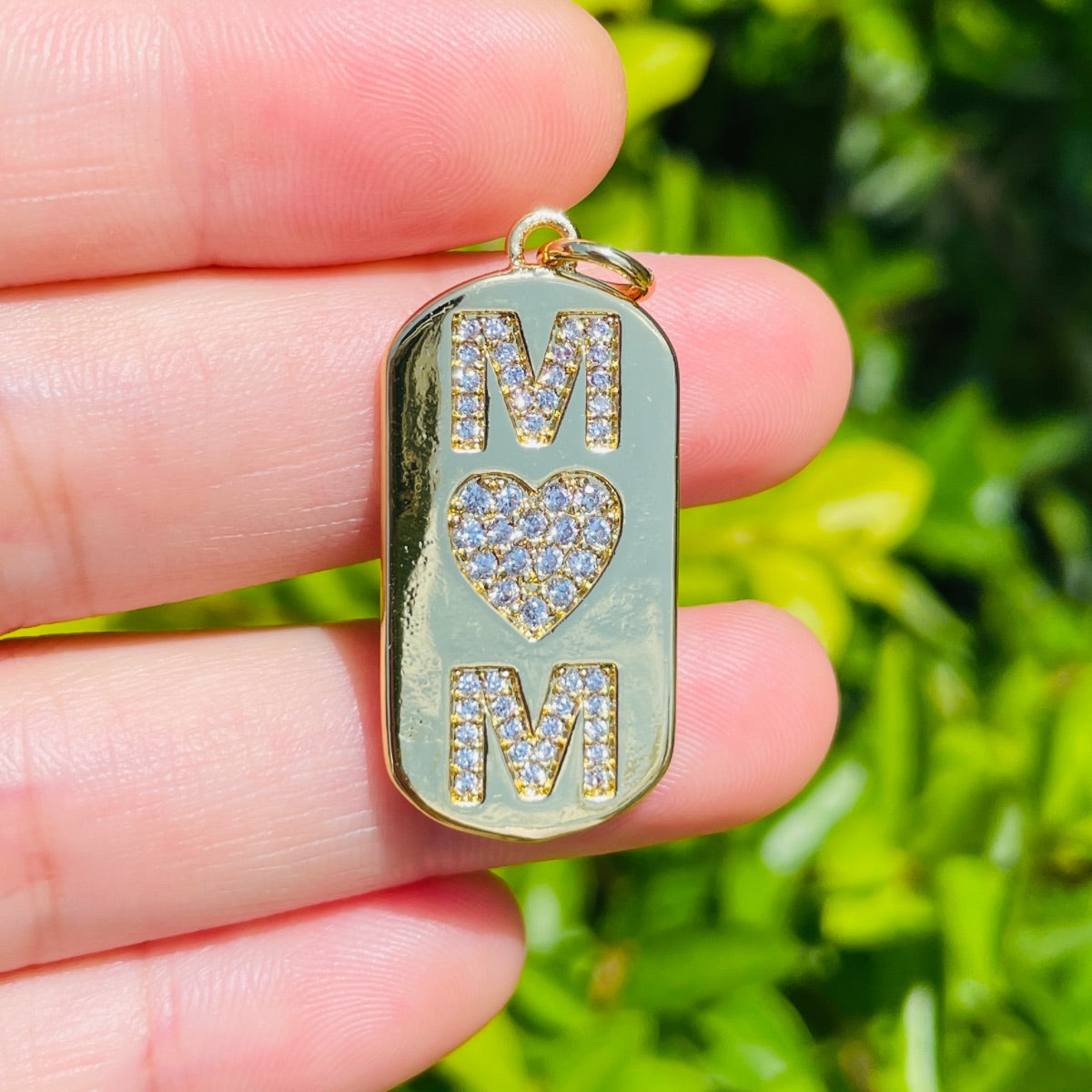10pcs/lot 31*15mm CZ Pave Love Mom Tag Charms Pendants Gold CZ Paved Charms Mother's Day New Charms Arrivals Charms Beads Beyond