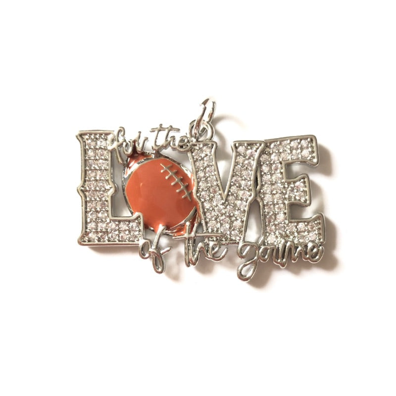 10pcs/lot 33*22mm CZ Paved For the Love Of the Game American Football Word Charms CZ Paved Charms American Football Sports New Charms Arrivals Charms Beads Beyond