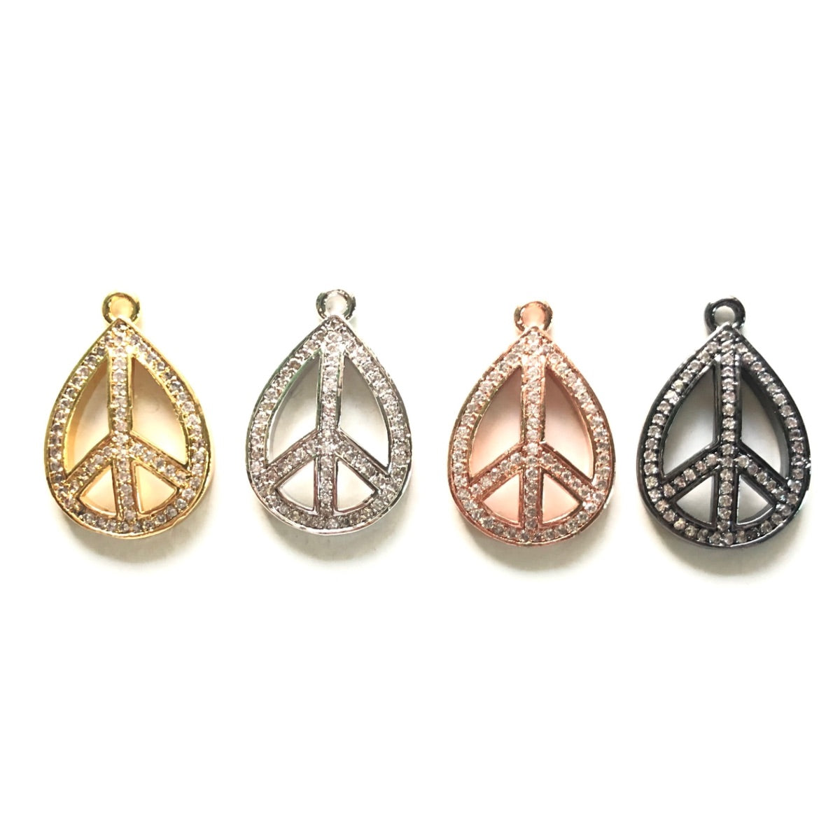 10pcs/lot 23*15mm Clear CZ Pave Peace Sign Charm Pendants CZ Paved Charms Symbols Charms Beads Beyond