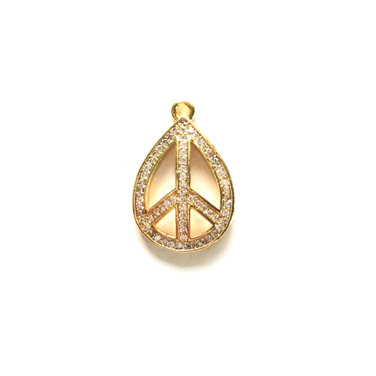10pcs/lot 23*15mm Clear CZ Pave Peace Sign Charm Pendants Gold CZ Paved Charms Symbols Charms Beads Beyond