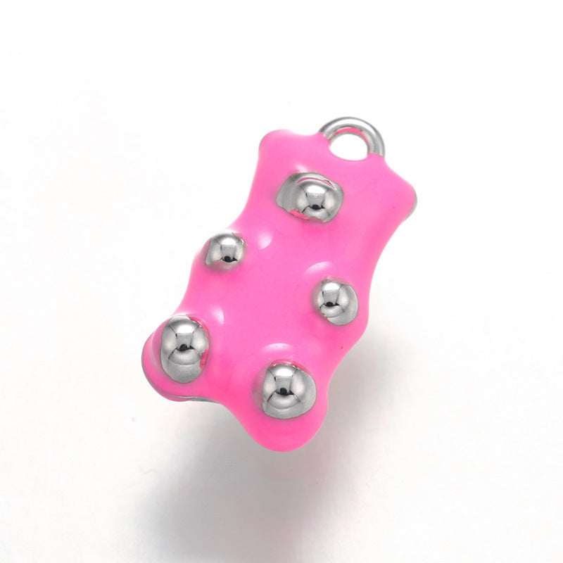 10pcs/lot 17.5*10mm Colorful Enamel Gold & Silver Plated Baby Bear Charm Silver Fuchsia Enamel Charms Charms Beads Beyond