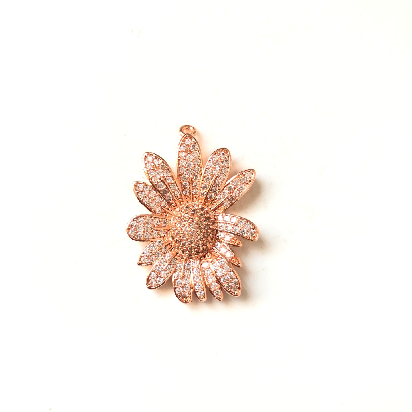 5-10pcs/lot 27.5*21.5mm CZ Paved Flower Charms Rose Gold CZ Paved Charms Flowers Charms Beads Beyond