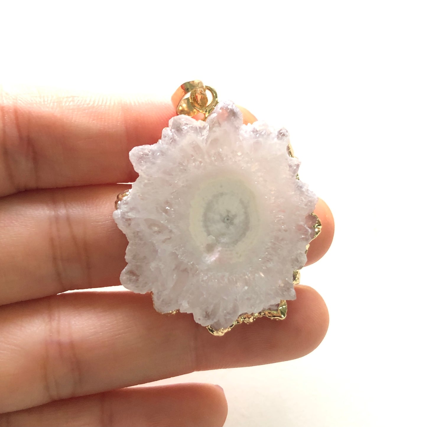 1PC 25-40mm Gold Plated Natural Sunflower Agate Charms-Premium Quality Stone Charms Charms Beads Beyond