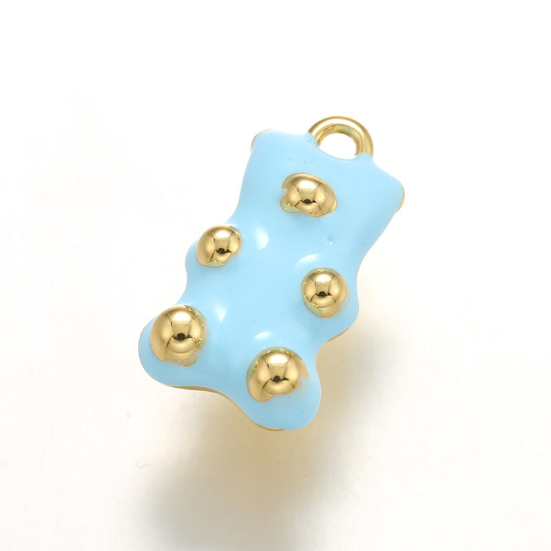 10pcs/lot 17.5*10mm Colorful Enamel Gold & Silver Plated Baby Bear Charm Gold Light Blue Enamel Charms Charms Beads Beyond