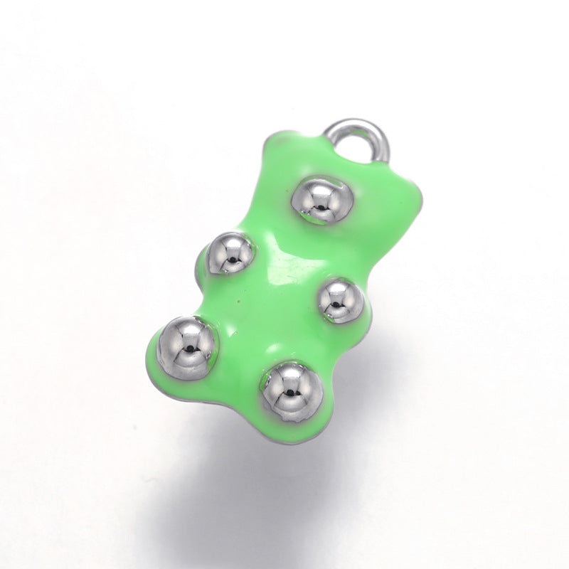 10pcs/lot 17.5*10mm Colorful Enamel Gold & Silver Plated Baby Bear Charm Silver Green Enamel Charms Charms Beads Beyond