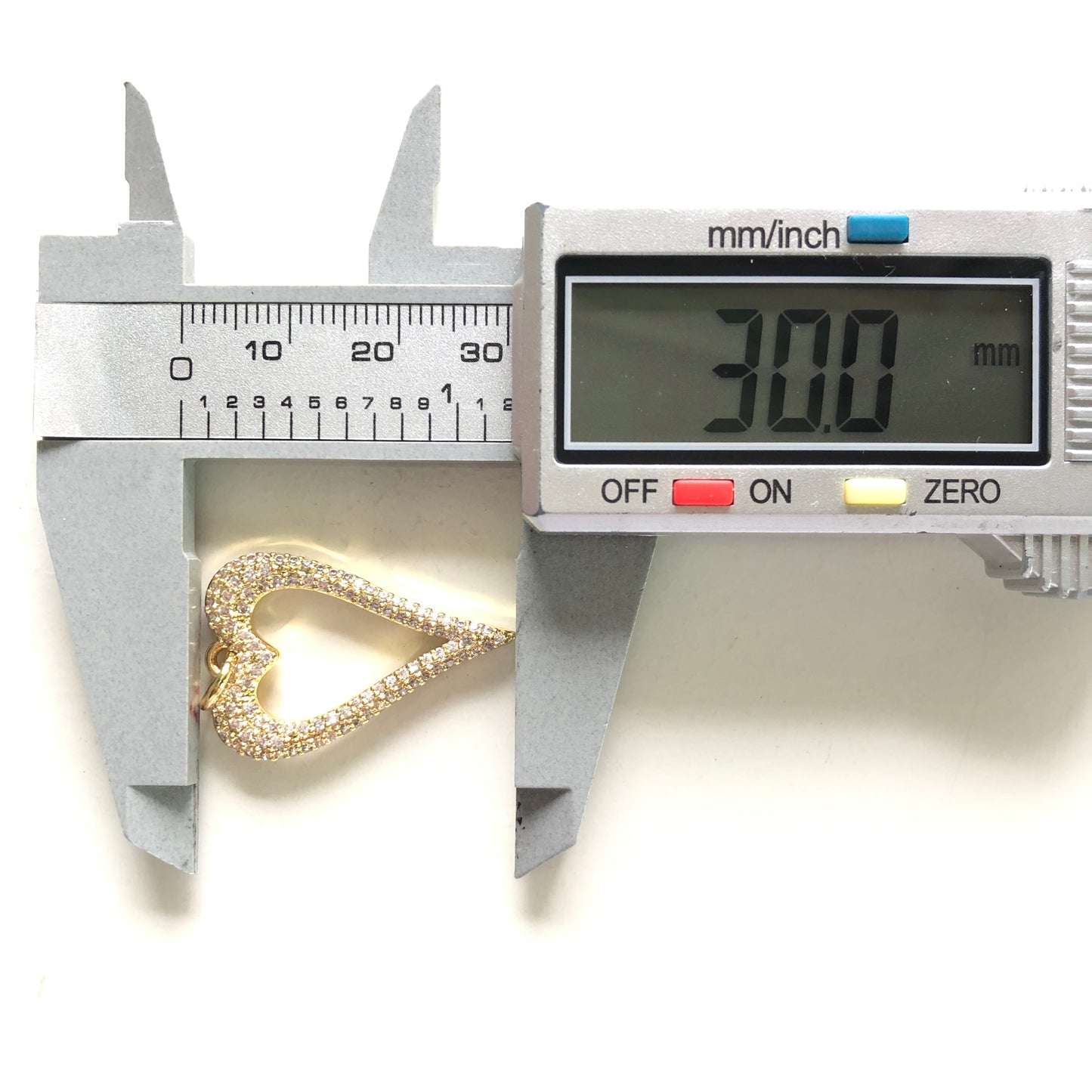 10pcs/lot 30*19.8mm Micro Zirconia Pave Heart Charm Pendants CZ Paved Charms Hearts On Sale Charms Beads Beyond