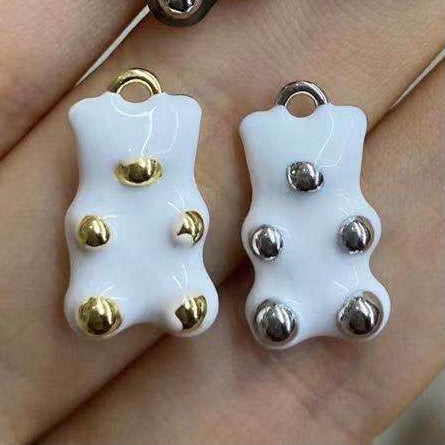 10pcs/lot 17.5*10mm Colorful Enamel Gold & Silver Plated Baby Bear Charm White Enamel Charms Charms Beads Beyond