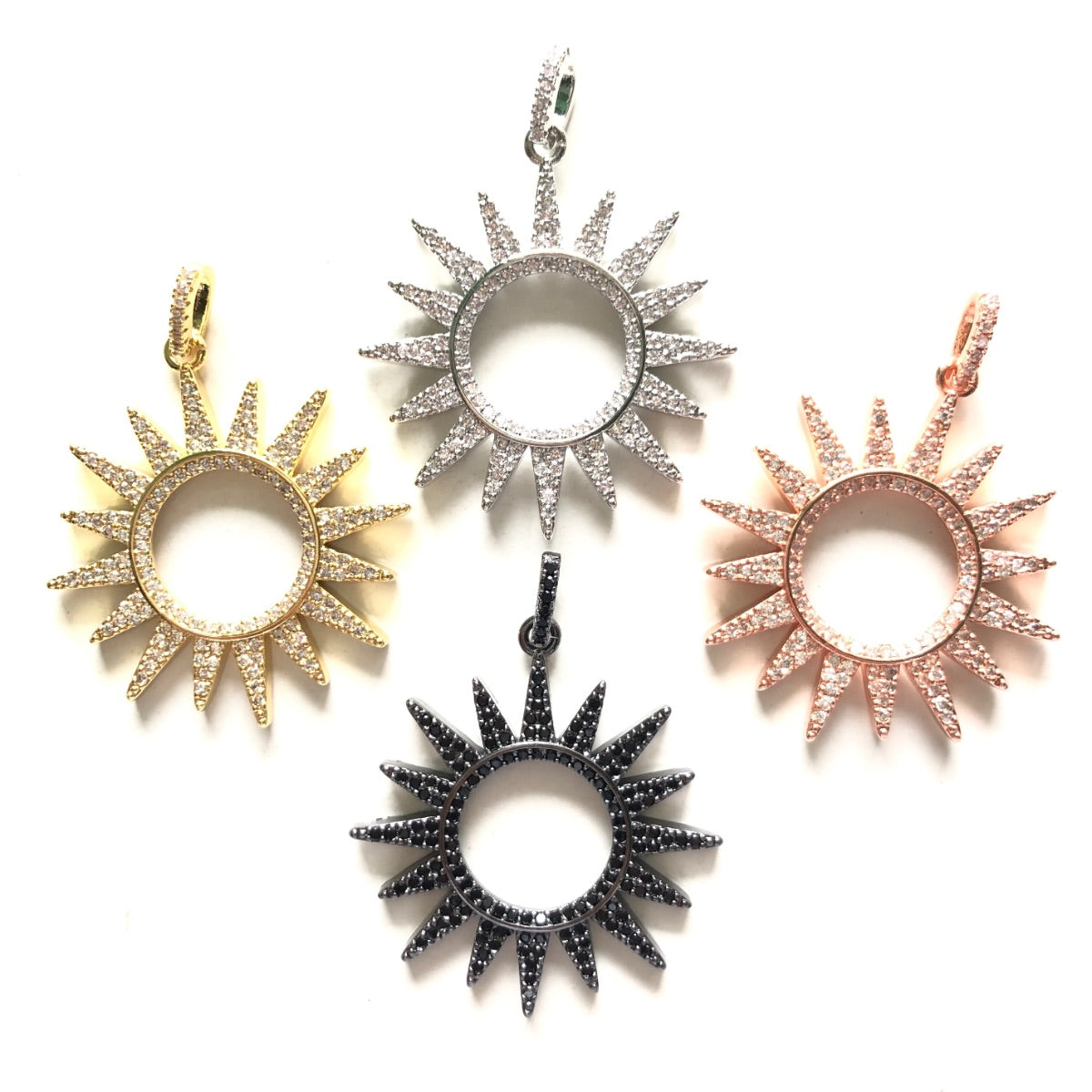5-10pcs/lot 42.5*33.2mm Micro Pave Large Size Sun Charm Pendants CZ Paved Charms Large Sizes Sun Moon Stars Charms Beads Beyond